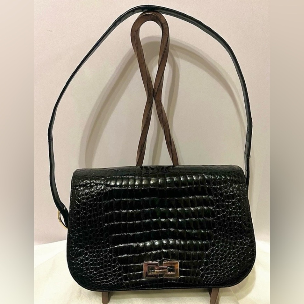 Vintage 1960s Susan of Italy Genuine Crocodile Accordion Handbag - EUC